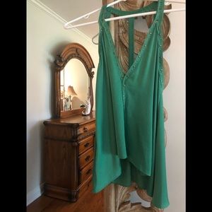 Green silk top